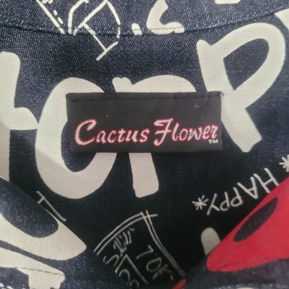 Cactus Flower Graffiti Button Down Jacket Size XL - Picture 4 of 6